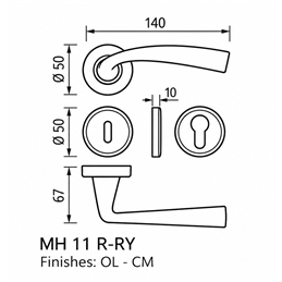 Colombo Design Edo MH11 R/RY – Round Rose Door Lever | Makio Hasuike