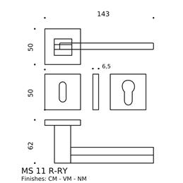 Colombo Design Electra MS11 R/RY – Square Rose Door Lever | Messineo & Settimelli