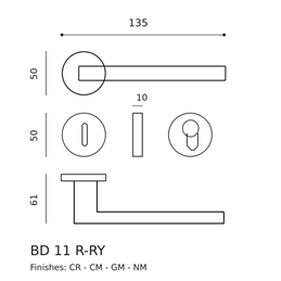 Colombo Design Elle BD11 R/RY – Round Rose Door Lever | Bartoli Design