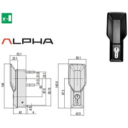 CISA ALPHA 07A78.35 Fixed Outside Knob with Key – Black