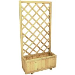 Grid panel rectangular wooden planter 150x75 cm