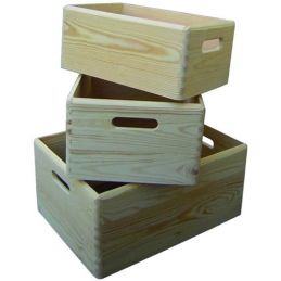 Cassette in legno di pino kit 3 pezzi