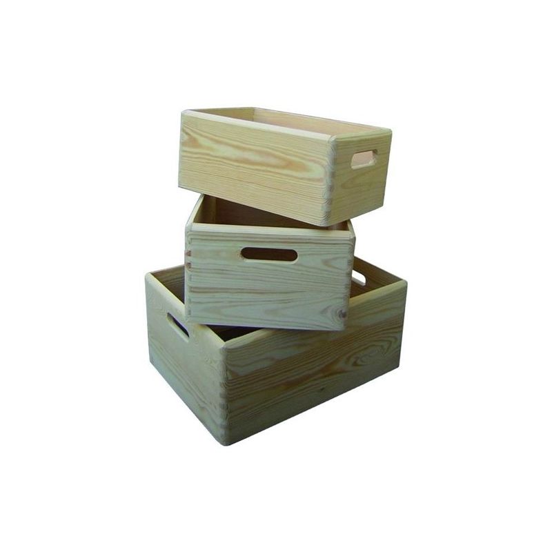 Cassette in legno di pino kit 3 pezzi
