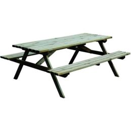 Table with wooden benches garden