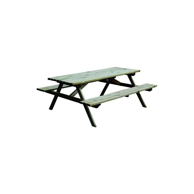 Table with wooden benches garden