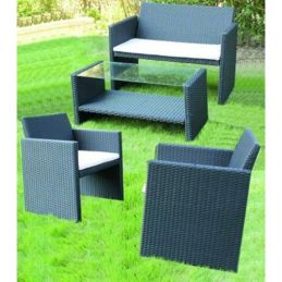 Set Table + sofa and 2 chairs polyrattan - Cannes