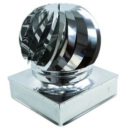 Revolving wind hat with square base in 304 stainless steel