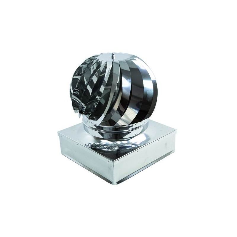 Revolving wind hat with square base in 430 stainless steel
