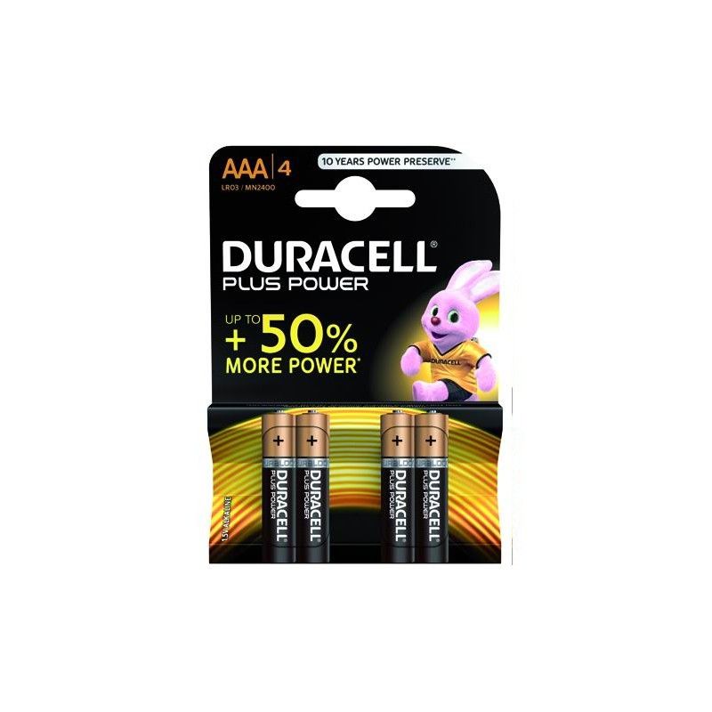 Duracell Plus MN2400 AAA MiniStilo alkaline batteries (4-piece
