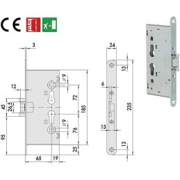 Cisa 43120 mortise lock for antipanic and fire doors
