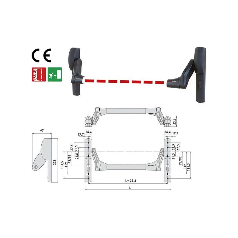 Cisa 59617.00 0FR panic exit device for fire resistant locks
